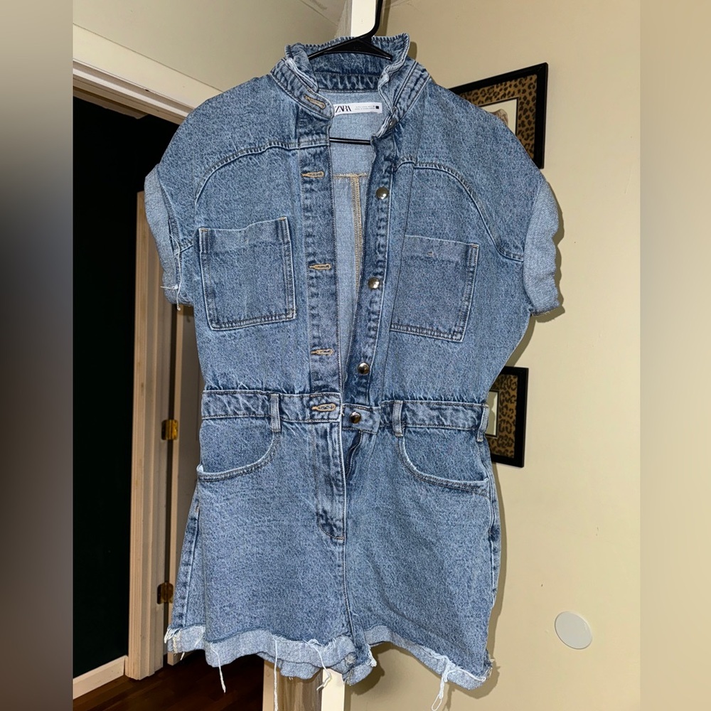Zara Light Blue Denim Romper